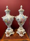 Pair Of Majolica Vases From The 19th Century Bassano Italy
