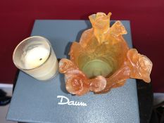 Daum Crystal Roses Votive Candleholder Rose Amber