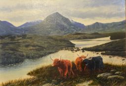 Ray Greenfield signed oil “Highland Cattle” Image size 8