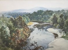 John A Henderson Tarbet (Scottish 1864-1937) Watercolour on the Spey