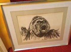 John Bratby (1928-1992) A Gorilla Pencil Drawing