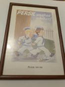QUITE RARE VINTAGE PERSIL WASHING POWDER POSTER FRAMED