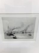 WILLIAM WYLLIE 'THE BUSTLING MERSEY' ETCHING