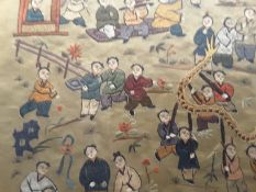 CHINESE EMBROIDERED SILK SCROLL FRAMED ARTWORK