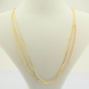 44 cm (17.3 in) Italian Beat Dorica Necklace. In 14K Tri Colour White Yellow and Rose gold