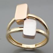 14K Tri Colour White Yellow and Rose gold Ring - Italian Design.