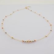 44 cm (17.3 in) Italian Beat Dorica Necklace. In 14K Tri Colour White Yellow and Rose gold
