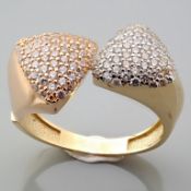 14K Tri Colour White Yellow and Rose gold Ring - Italian Design Swarovski Zirconia.