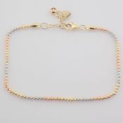 20 cm (7.9 in) Italian Beat Dorica Bracelet. In 14K Tri Colour White Yellow and Rose gold