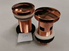 2x Rose Gold Click-Clack Basin Waste