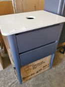 Stark 600mm Freestanding Dark Blue Two-Drawer Designer Vanity Unit w/glass work surface