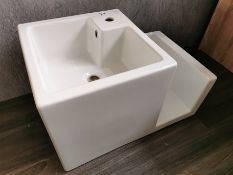 Althea Wall Hung Designer Porcelain Sink & Towel Belfast-Style Storage Unit RRP £700