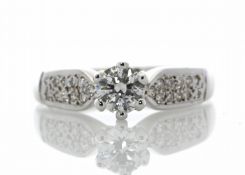 18ct White Gold Single Stone Claw Set With Stone Set Shoulders Diamond Ring 0.76ct (0.54) Carats