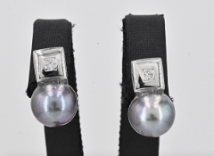 Earrings, Tahitian Pearls, and Diamonds