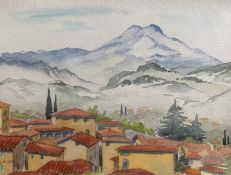 Watercolour signed G. M. Craig, (Gertrude Mary) Barga Italy