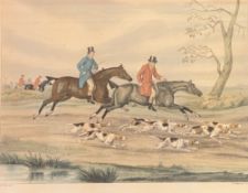 Pair Henry Alken 1785-1851 titled prints “full cry” and “drawing cover”
