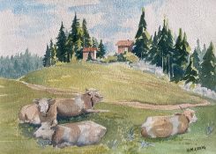 Watercolour signed G. M. Craig, (Gertrude Mary) St Cergue, Switzerland
