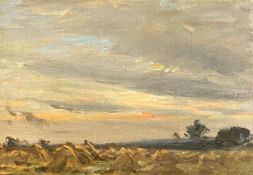 Hector Chalmers (Scottish) (1849-1943) original oil “Haystacks”