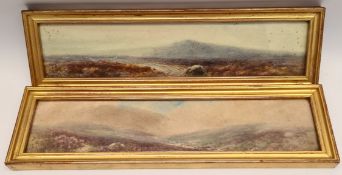 Antique Pair Small Landscape Watercolour Paintings Framed 11