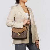 Louis Vuitton Brown Monogram Coated Canvas & Black Calfskin Leather Reverso Pochette Metis