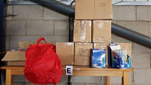(R14E) Contents Of Shelf. 20 X Red Foldable Rucksack & Approx. 1272 X Unix Tekno Gel Pens. (8 X