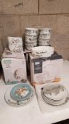 (R14I) Household. 1 X 23 Piece Porcelain Santa Sleigh Dinner Set. & 1 X 10 Piece Porcelain Disney