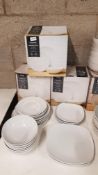 (R14I) Household. 1 X 16 Piece Stoneware Essentials White Dinner Set. & 1 X 6 Piece Stoneware Whi