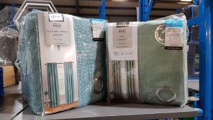 (R2H) Curtains. 2 Items. 1 X Eyelet Textured Weave Curtains Duck Egg (Width 228cm / Drop 229cm).