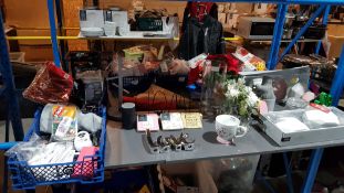 (R1H) Household. Contents Of Shelf. Mixed Lot To Include Ceramic Heart Ornaments. Hand Made Vas
