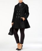 Laundry By Shelli Segal Petite Skirted Wool-Blend Peacoat Black Size M (Rrp £108)