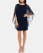 Xscape Petite Chiffon-Overlay Shift Dress Uk Size 14P Colour Navy Rrp £192