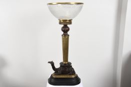 Cut Glass Bowl with Brass Camel base