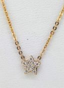 9ct Y/G Diamond Star Pendant on Extender Chain