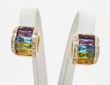 14ct (585) Yellow Gold Creole Earrings with Diamonds & Semi Precious Stones