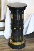 1m High Solid Black Marble Column