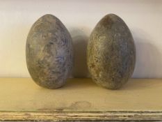 C19th pair of grand tour turned marble eggs