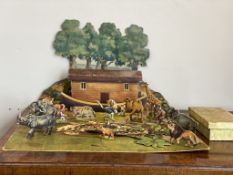Early C20th cardboard Noah’s ark with loads of animals