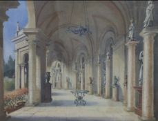 R H Hill watercolour, Colonnade, Villa Torlonia, Rome