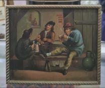 C19th oil painting Copy of Dutch master, drinking scene oil on board
