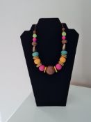Multi Colour Wooden Bead Necklace