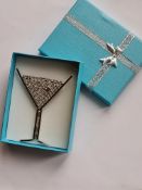 Sparkly Brooch Designed As A Martini Glass