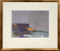 Contemporary Cliff Seascape, British Acrylic on paper