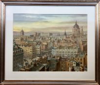 Steven Scholes (58- British) A View of the London Skyline, Signed Oil on Board