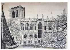 York Minster original art by Louis Morales Adams black ink