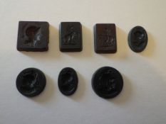 6 c19th French Glass Intaglio Pieces