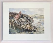 Alex Macpherson, (Scottish 1904-70) Beached. Pen, ink and wash,