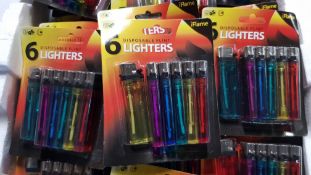 (R7N) Approx 202 X iFlame Disposable Flint Lighters (6 Per Pack) New