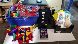 (R7I) Mixed Lot. Contents Of 3 Containers. To Include Approx 22 X LED Jester Hats, 20 X Thomas &