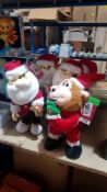 (R6G) Christmas. 5 Items. 4 X Plush Animated Santa & 1 X Plush Animated Christmas Monkey. RRP £10