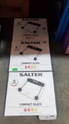 (R6H) Bathroom. 3 X Salter Compact Glass Digital Bathroom Scales (New)